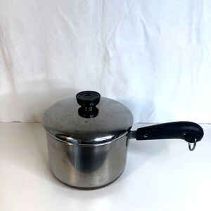 Revere Ware 1801 Copper Clad Saucepan Pot 1 Qt w/ Lid Stainless USA Made